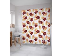 Штора (занавеска) для ванной JoyArty "Ананасовые цветы" из сатена, 180х200 см с крючками, sc_10552