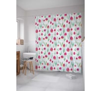 Штора (занавеска) для ванной JoyArty "Унесенные цветами" из сатена, 180х200 см с крючками, sc_17753
