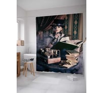 Штора (занавеска) для ванной JoyArty "Таинственный читатель" из сатена, 180х200 см с крючками, sc_15444