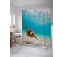 Штора (занавеска) для ванной JoyArty "Черепаха в поисках сокровищ" из сатена, 180х200 см с крючками, sc_16260