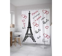 Штора (занавеска) для ванной JoyArty "Париж -всегда хорошая идея" из сатена, 180х200 см с крючками, sc_11330