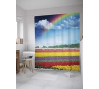 Штора (занавеска) для ванной JoyArty "Радужный день" из сатена, 180х200 см с крючками, sc_10331