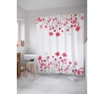 Штора (занавеска) для ванной JoyArty "Цветочные узоры" из сатена, 180х200 см с крючками, sc_16270