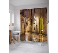 Штора (занавеска) для ванной JoyArty "Светлые ночные улицы" из сатена, 180х200 см с крючками, sc_15447