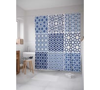 Штора (занавеска) для ванной JoyArty "Полет фантазии в цветах" из сатена, 180х200 см с крючками, sc_15403