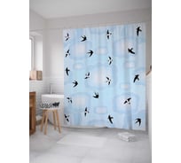 Штора (занавеска) для ванной JoyArty "Стая птиц" из сатена, 180х200 см с крючками, sc_14267