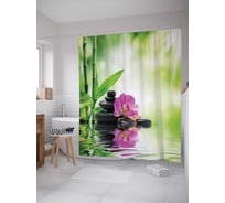 Штора (занавеска) для ванной JoyArty "Отражение орхидеи" из сатена, 180х200 см с крючками, sc_16367