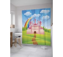 Штора (занавеска) для ванной JoyArty "Радужное королевство" из сатена, 180х200 см с крючками, sc_11966