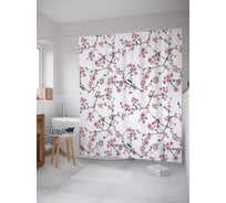 Штора (занавеска) для ванной JoyArty "Цветы в окружении" из сатена, 180х200 см с крючками, sc_12206