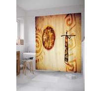 Штора (занавеска) для ванной JoyArty "Африканский человек" из сатена, 180х200 см с крючками, sc_17551