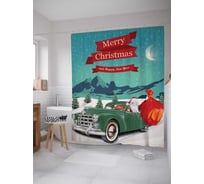 Штора (занавеска) для ванной JoyArty "Санта в автомобиле" из сатена, 180х200 см с крючками, sc_19385
