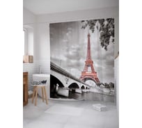 Штора (занавеска) для ванной JoyArty "Романтика в Париже" из сатена, 180х200 см с крючками, sc_10518