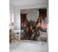 Штора (занавеска) для ванной JoyArty "Ужасный дракон" из сатена, 180х200 см с крючками, sc_19122