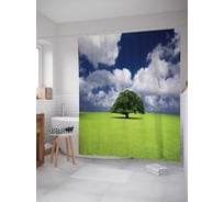 Штора (занавеска) для ванной JoyArty "Райское дерево" из сатена, 180х200 см с крючками, sc_17209