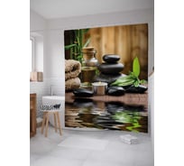 Штора (занавеска) для ванной JoyArty "Водные процедуры" из сатена, 180х200 см с крючками, sc_21863