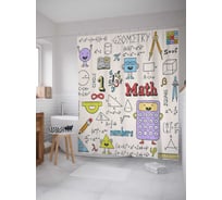 Штора (занавеска) для ванной JoyArty "Веселая математика" из сатена, 180х200 см с крючками, sc_1452