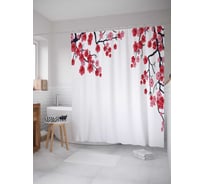 Штора (занавеска) для ванной JoyArty "Мечтательные ветки" из сатена, 180х200 см с крючками, sc_17425