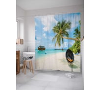 Штора (занавеска) для ванной JoyArty "Креативные качели" из сатена, 180х200 см с крючками, sc_13803