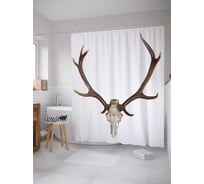 Штора (занавеска) для ванной JoyArty "Длинные рога" из сатена, 180х200 см с крючками, sc_17534