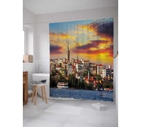 Штора (занавеска) для ванной JoyArty "Прибытие домой" из сатена, 180х200 см с крючками, sc_14414