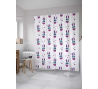 Штора (занавеска) для ванной JoyArty "Нарядные кролики" из сатена, 180х200 см с крючками, sc_11993