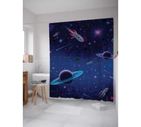 Штора (занавеска) для ванной JoyArty "На космической глубине" из сатена, 180х200 см с крючками, sc_1380