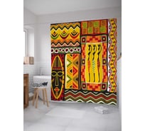 Штора (занавеска) для ванной JoyArty "Африканский этнос" из сатена, 180х200 см с крючками, sc_17578