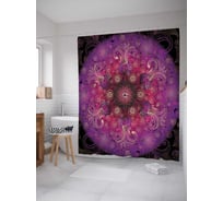 Штора (занавеска) для ванной JoyArty "Цветочное измерение" из сатена, 180х200 см с крючками, sc_18526