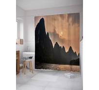 Штора (занавеска) для ванной JoyArty "За горами другой мир" из сатена, 180х200 см с крючками, sc_12154