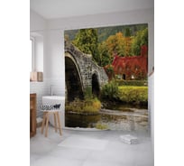 Штора (занавеска) для ванной JoyArty "Мост к дому" из сатена, 180х200 см с крючками, sc_17469