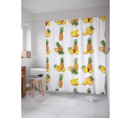 Штора (занавеска) для ванной JoyArty "Тропический сон" из сатена, 180х200 см с крючками, sc_10565 1