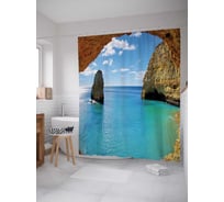 Штора (занавеска) для ванной JoyArty "Береговые скалы" из сатена, 180х200 см с крючками, sc_14729