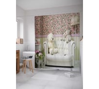 Штора (занавеска) для ванной JoyArty "Мягкая компания" из сатена, 180х200 см с крючками, sc_1204