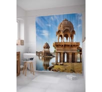 Штора (занавеска) для ванной JoyArty "Речные молитвы" из сатена, 180х200 см с крючками, sc_12174