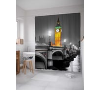 Штора (занавеска) для ванной JoyArty "Ночной Биг Бен" из сатена, 180х200 см с крючками, sc_14652