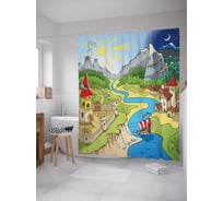 Штора (занавеска) для ванной JoyArty "Приорат и смотровая башня" из сатена, 180х200 см с крючками, sc_1227