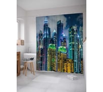 Штора (занавеска) для ванной JoyArty "Сверкающий город" из сатена, 180х200 см sc_244907