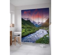 Штора (занавеска) для ванной JoyArty "Вода спустилась с гор" из сатена, 180х200 см с крючками, sc_12167