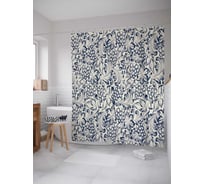 Штора (занавеска) для ванной JoyArty "Узор с ягодами" из сатена, 180х200 см с крючками, sc_14046