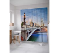 Штора (занавеска) для ванной JoyArty "Мостовые фонари" из сатена, 180х200 см с крючками, sc_12268
