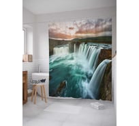 Штора (занавеска) для ванной JoyArty "Шум водопада" из сатена, 180х200 см с крючками, sc_13898