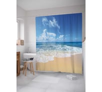 Штора (занавеска) для ванной JoyArty "Волна пришла" из сатена, 180х200 см с крючками, sc_13974
