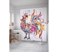 Штора (занавеска) для ванной JoyArty "Мифический петух" из сатена, 180х200 см с крючками, sc_10746
