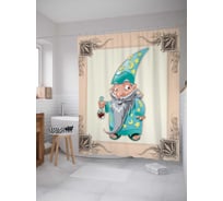 Штора (занавеска) для ванной JoyArty "Гном с зельем" из сатена, 180х200 см с крючками, sc_14692