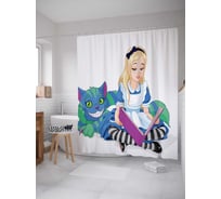 Штора (занавеска) для ванной JoyArty "Кот слушает сказки" из сатена, 180х200 см с крючками, sc_14091