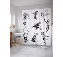 Штора (занавеска) для ванной JoyArty "Различные спортсмены" из сатена, 180х200 см с крючками, sc_17502