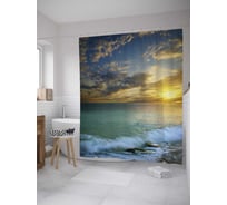 Штора (занавеска) для ванной JoyArty "Утренние волны" из сатена, 180х200 см с крючками, sc_10263