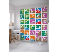 Штора (занавеска) для ванной JoyArty "Красочный спорт" из сатена, 180х200 см с крючками, sc_17508