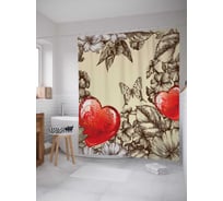 Штора (занавеска) для ванной JoyArty "Любовное ожидание" из сатена, 180х200 см с крючками, sc_11731