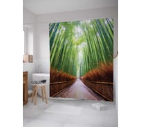 Штора (занавеска) для ванной JoyArty "Бамбуковый заповедник" из сатена, 180х200 см с крючками, sc_12128